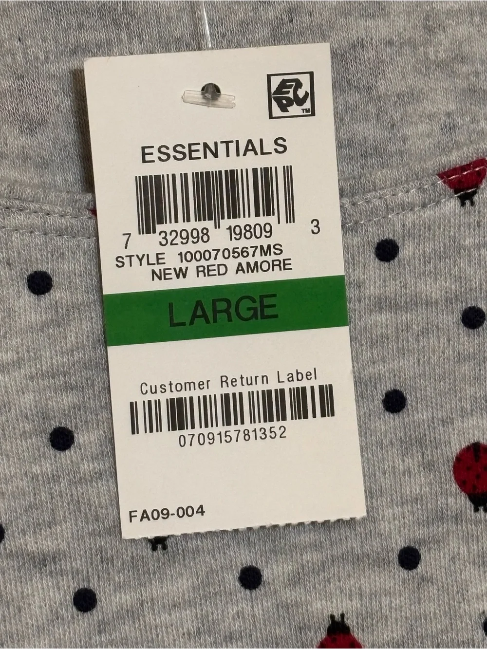 Karen Scott Gray Top with Red Ladybug and Black Dot Print Sz L NWT - Picture 4 of 7